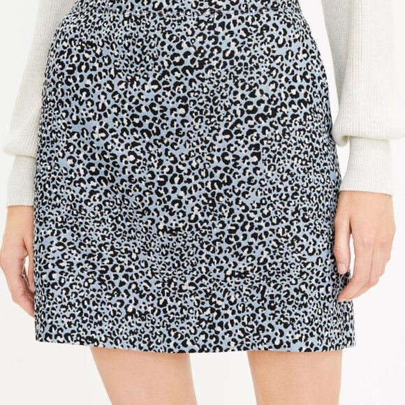 NWT Light Blue Leopard Tweed Mini Skirt - Can be Dressed up or Down! $70 Retail - Picture 2 of 5